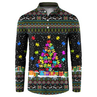 Autism Pine Christmas Button Sweatshirt Xmas Holiday Patterns - Wonder Print Shop