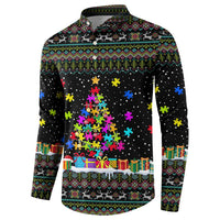 Autism Pine Christmas Button Sweatshirt Xmas Holiday Patterns - Wonder Print Shop