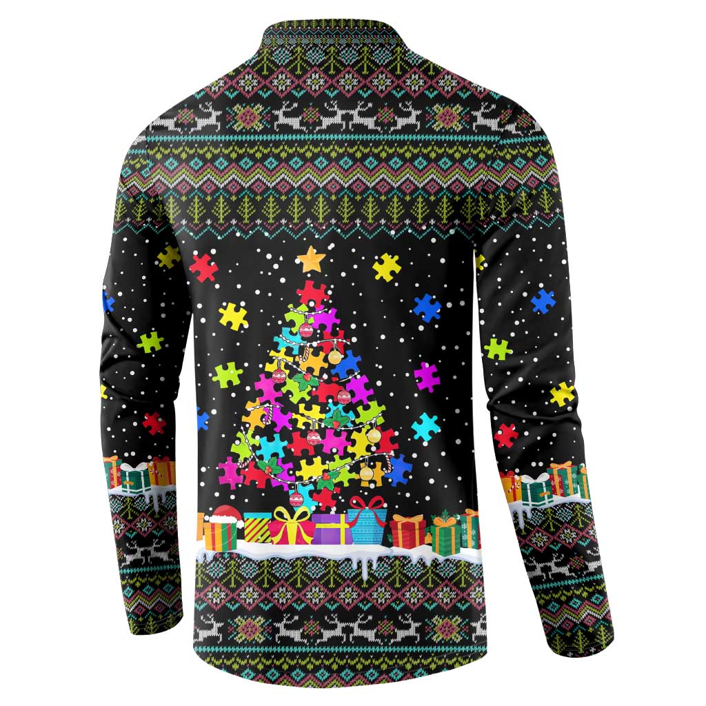 Autism Pine Christmas Button Sweatshirt Xmas Holiday Patterns - Wonder Print Shop