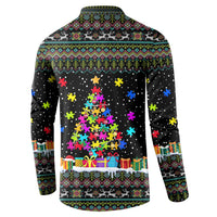 Autism Pine Christmas Button Sweatshirt Xmas Holiday Patterns - Wonder Print Shop