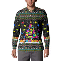 Autism Pine Christmas Button Sweatshirt Xmas Holiday Patterns - Wonder Print Shop