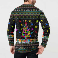 Autism Pine Christmas Button Sweatshirt Xmas Holiday Patterns - Wonder Print Shop