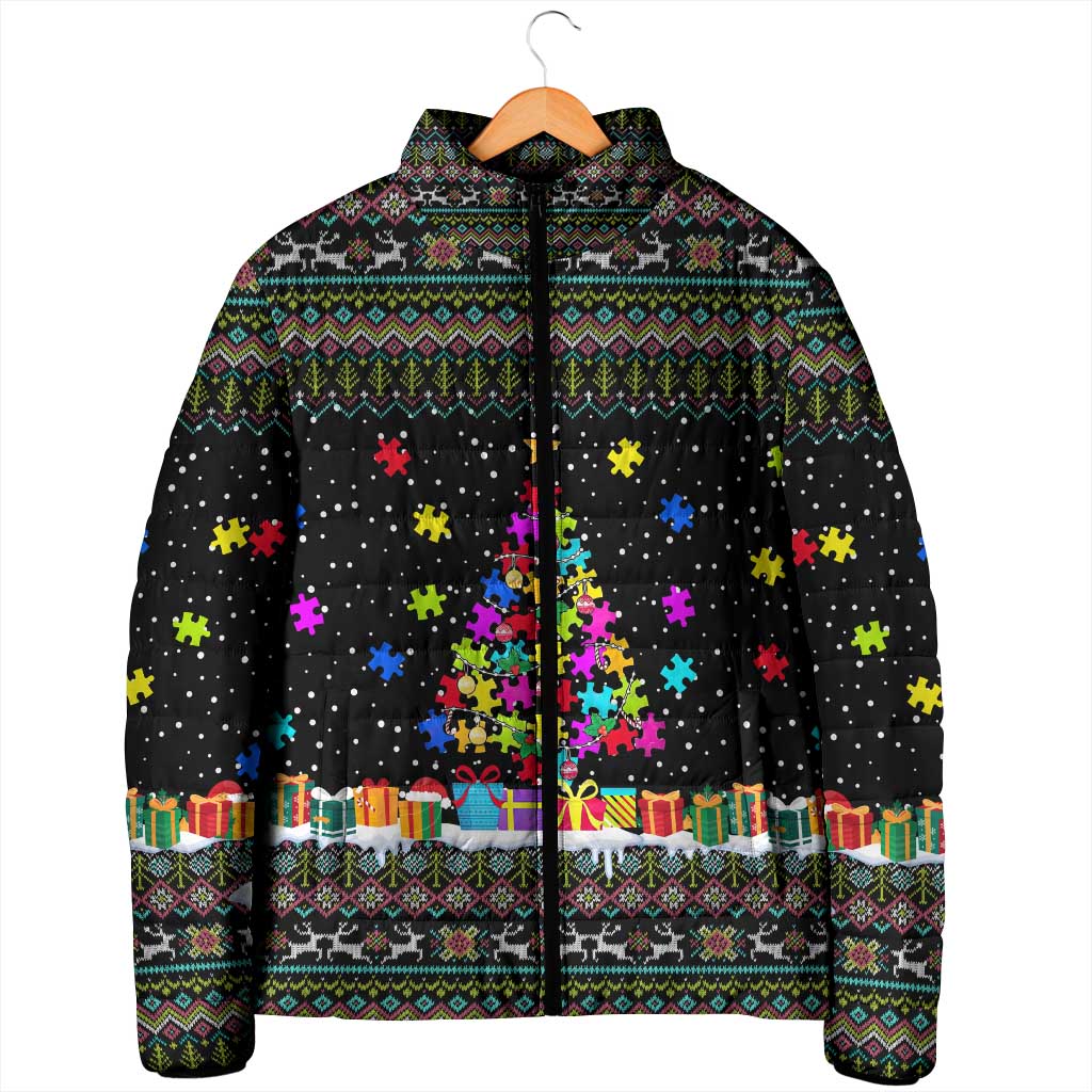 Autism Pine Christmas Padded Jacket Xmas Holiday Patterns - Wonder Print Shop