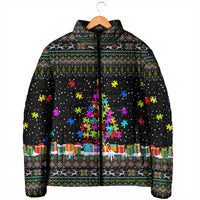 Autism Pine Christmas Padded Jacket Xmas Holiday Patterns - Wonder Print Shop