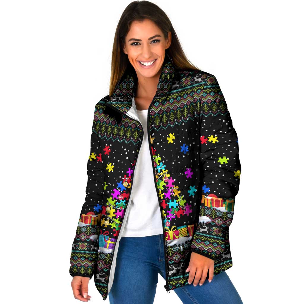 Autism Pine Christmas Padded Jacket Xmas Holiday Patterns - Wonder Print Shop