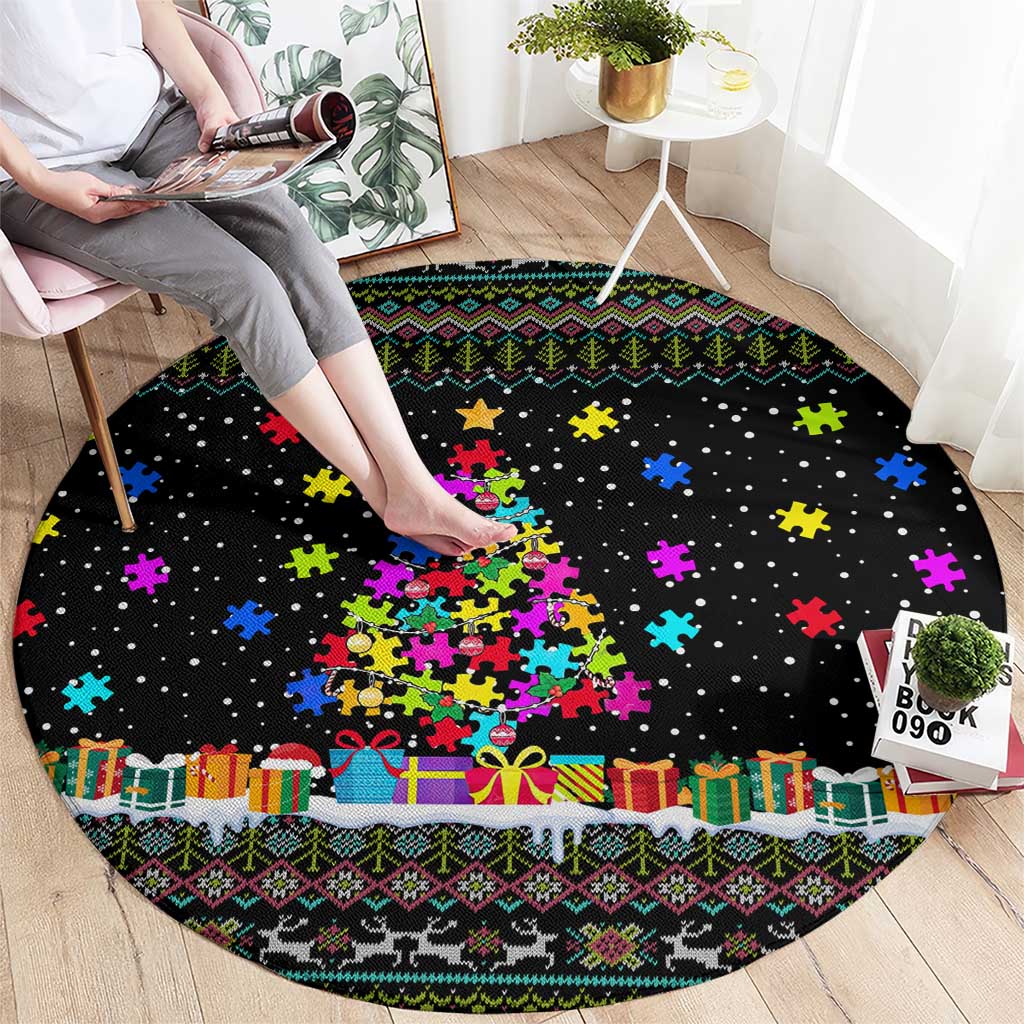 Autism Pine Christmas Round Carpet Xmas Holiday Patterns - Wonder Print Shop