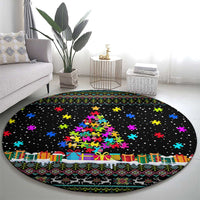 Autism Pine Christmas Round Carpet Xmas Holiday Patterns - Wonder Print Shop