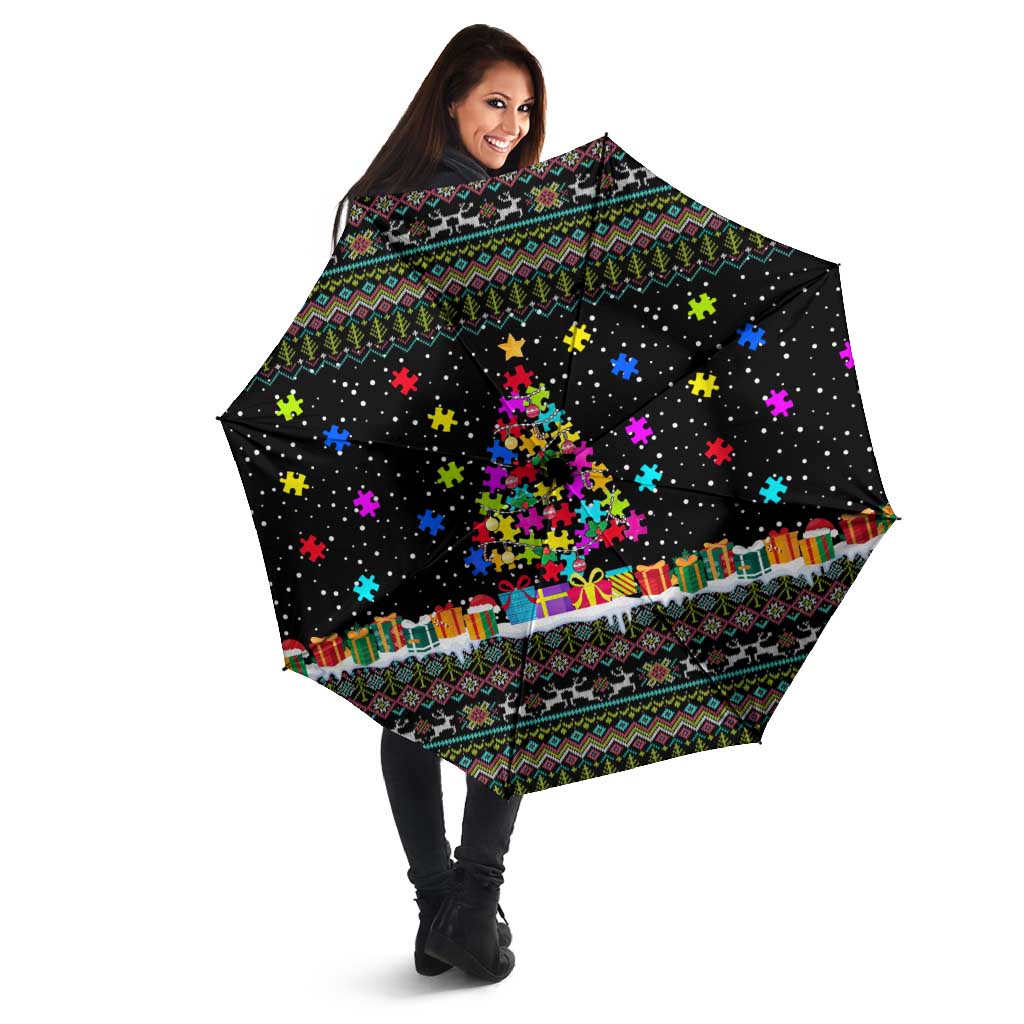 Autism Pine Christmas Umbrella Xmas Holiday Patterns - Wonder Print Shop