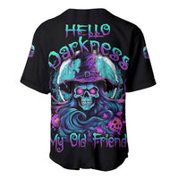 Black Halloween baseball jersey with neon skull-witch graphic and 'Old Friend' text