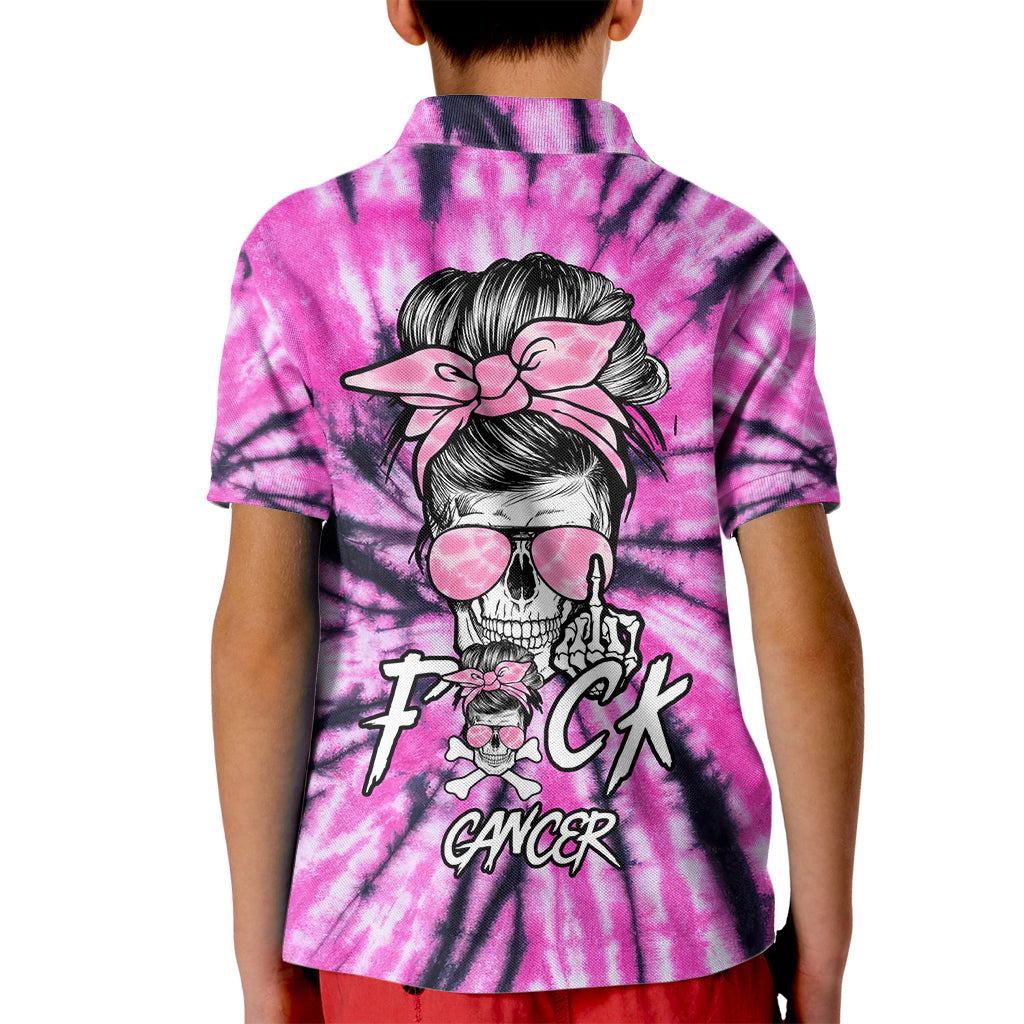 Fcks Cancer Skull Tie Dye Kid Polo Shirt - Wonder Print Shop