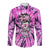 Fcks Cancer Skull Tie Dye Long Sleeve Button Shirt - Wonder Print Shop