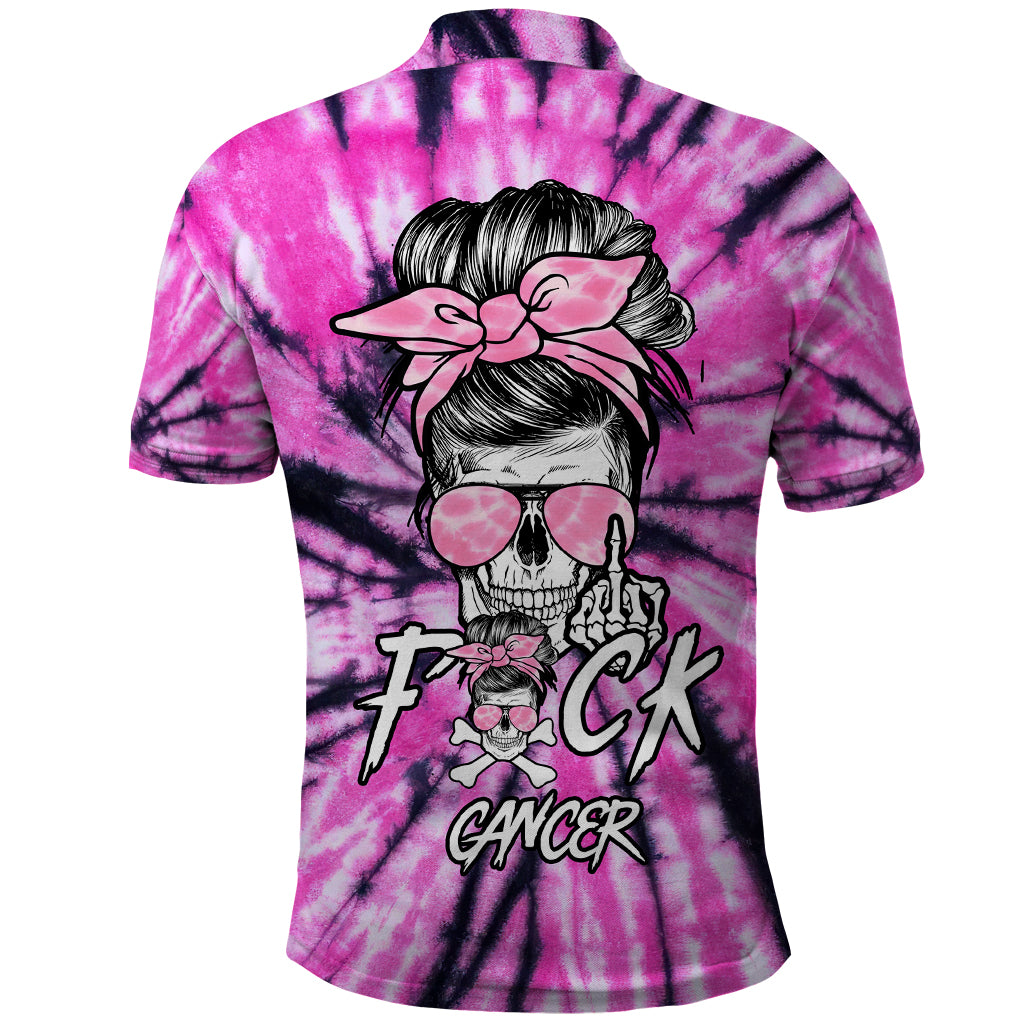 Fcks Cancer Skull Tie Dye Polo Shirt - Wonder Print Shop