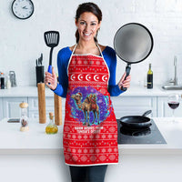 Tunisia Christmas Apron with Desert Camel Crescent Snowflake Pattern and National Emblem - Wonder Print Shop