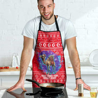 Tunisia Christmas Apron with Desert Camel Crescent Snowflake Pattern and National Emblem - Wonder Print Shop