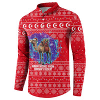 Tunisia Christmas Button Sweatshirt with Desert Camel Crescent Snowflake Pattern and National Emblem - Wonder Print Shop