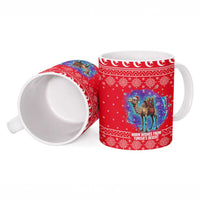 Tunisia Christmas Ceramic Mug with Desert Camel Crescent Snowflake Pattern and National Emblem - Wonder Print Shop