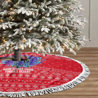 Tunisia Christmas Tree Skirt with Desert Camel Crescent Snowflake Pattern and National Emblem - Wonder Print Shop