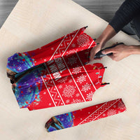 Tunisia Christmas Umbrella with Desert Camel Crescent Snowflake Pattern and National Emblem - Wonder Print Shop