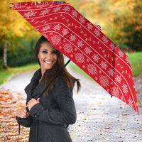 Tunisia Christmas Umbrella with Desert Camel Crescent Snowflake Pattern and National Emblem - Wonder Print Shop