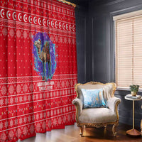 Tunisia Christmas Window Curtain with Desert Camel Crescent Snowflake Pattern and National Emblem - Wonder Print Shop