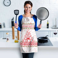 Tunisia Christmas Apron with Red Falcon Tree White Snowflake Pattern and Festive Borders - Wonder Print Shop