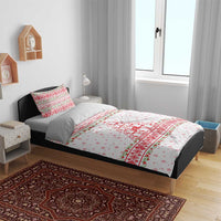 Tunisia Christmas Bedding Set with Red Falcon Tree White Snowflake Pattern and Festive Borders - Wonder Print Shop