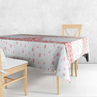 Tunisia Christmas Tablecloth with Red Falcon Tree White Snowflake Pattern and Festive Borders - Wonder Print Shop