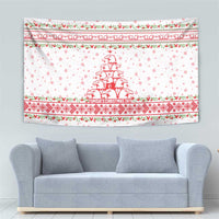 Tunisia Christmas Tapestry with Red Falcon Tree White Snowflake Pattern and Festive Borders - Wonder Print Shop