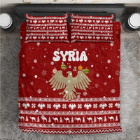 Syria Christmas Bedding Set with Golden Eagle Emblem Christmas Camel Scene - Wonder Print Shop