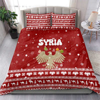Syria Christmas Bedding Set with Golden Eagle Emblem Christmas Camel Scene - Wonder Print Shop