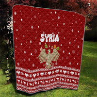 Syria Christmas Quilt with Golden Eagle Emblem Christmas Camel Scene - Wonder Print Shop
