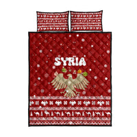 Syria Christmas Quilt Bed Set with Golden Eagle Emblem Christmas Camel Scene - Wonder Print Shop