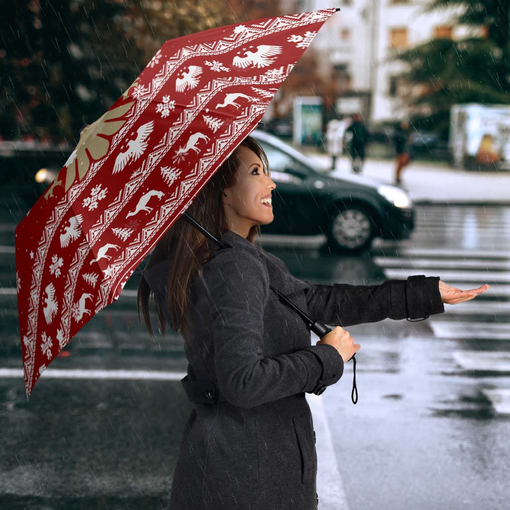 Syria Christmas Umbrella with Golden Eagle Emblem Christmas Camel Scene - Wonder Print Shop