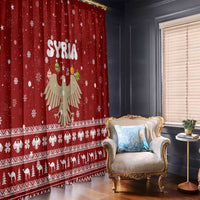Syria Christmas Window Curtain with Golden Eagle Emblem Christmas Camel Scene - Wonder Print Shop
