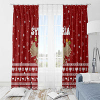 Syria Christmas Window Curtain with Golden Eagle Emblem Christmas Camel Scene - Wonder Print Shop