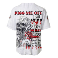White baseball jersey with back skull and rose tattoo graphic