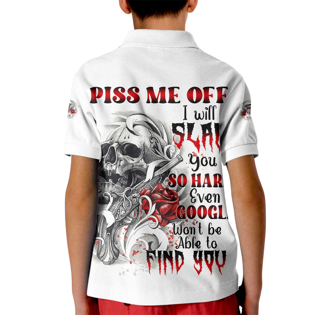 P Me Off Tattooed Skull Rose Kid Polo Shirt - Wonder Print Shop