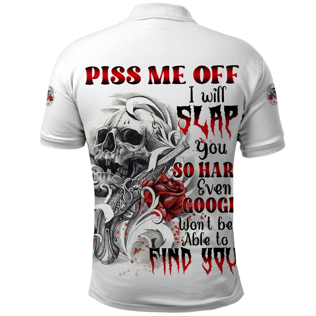 P Me Off Tattooed Skull Rose Polo Shirt - Wonder Print Shop