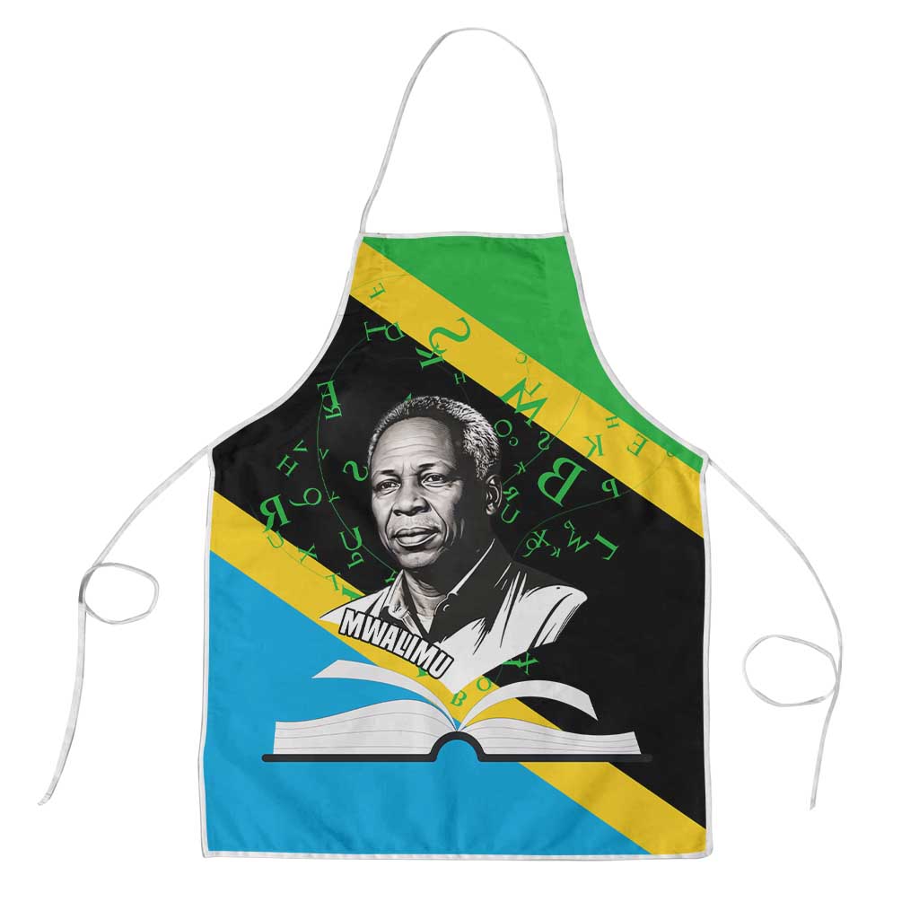 Julius Nyerere Apron Education is a Way of Fighting Poverty Quote and Tanzanian Flag Alphabet - Wonder Print Shop