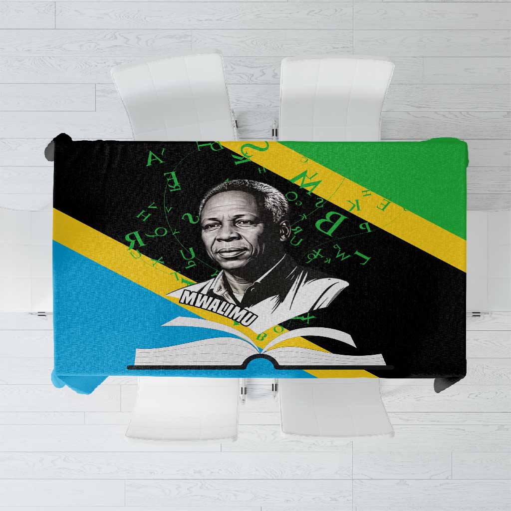 Julius Nyerere Tablecloth Education is a Way of Fighting Poverty Quote and Tanzanian Flag Alphabet - Wonder Print Shop