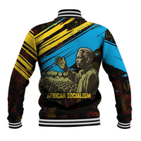 Julius Nyerere Baseball Jacket Ujamaa African Socialism Text and Bold Striped Pattern - Wonder Print Shop
