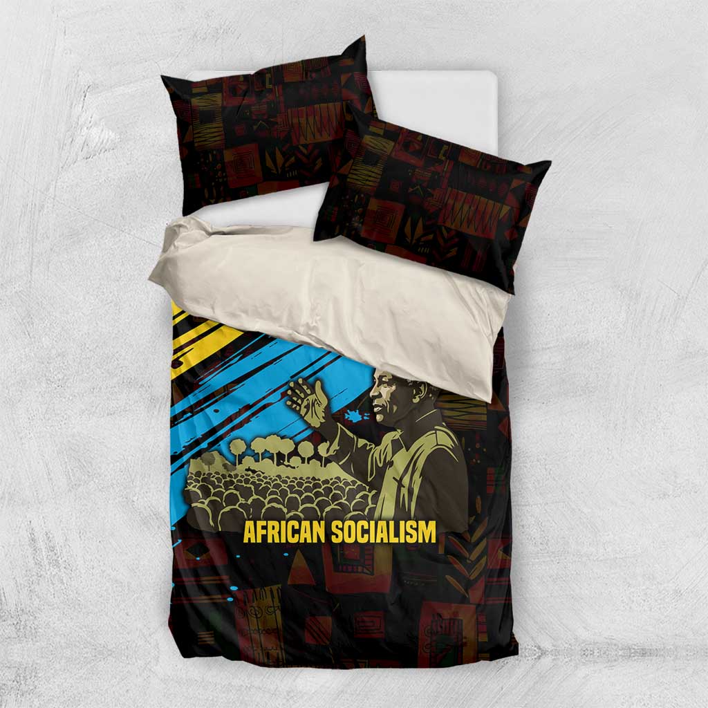 Julius Nyerere Bedding Set Ujamaa African Socialism Text and Bold Striped Pattern - Wonder Print Shop