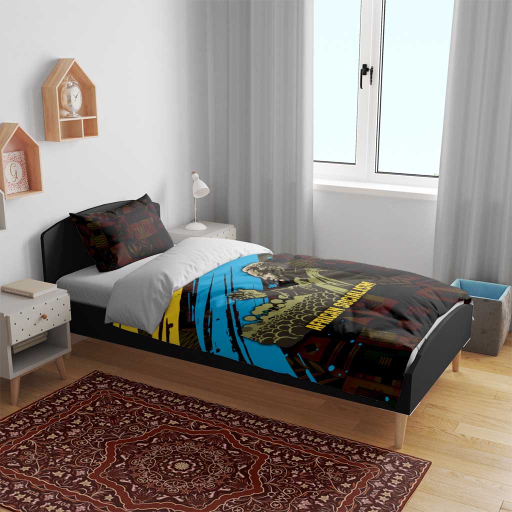 Julius Nyerere Bedding Set Ujamaa African Socialism Text and Bold Striped Pattern - Wonder Print Shop