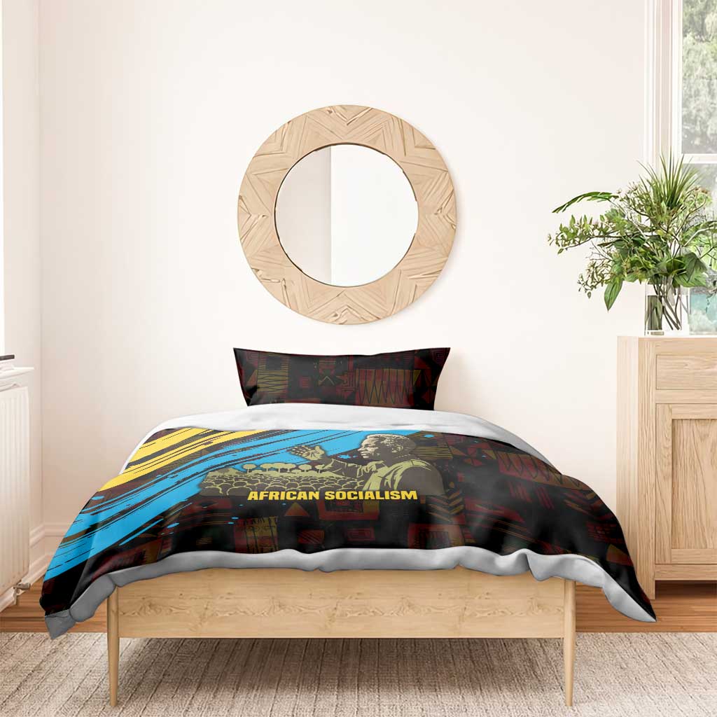 Julius Nyerere Bedding Set Ujamaa African Socialism Text and Bold Striped Pattern - Wonder Print Shop