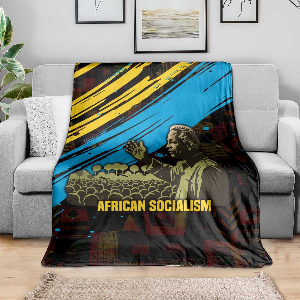 Julius Nyerere Blanket Ujamaa African Socialism Text and Bold Striped Pattern - Wonder Print Shop
