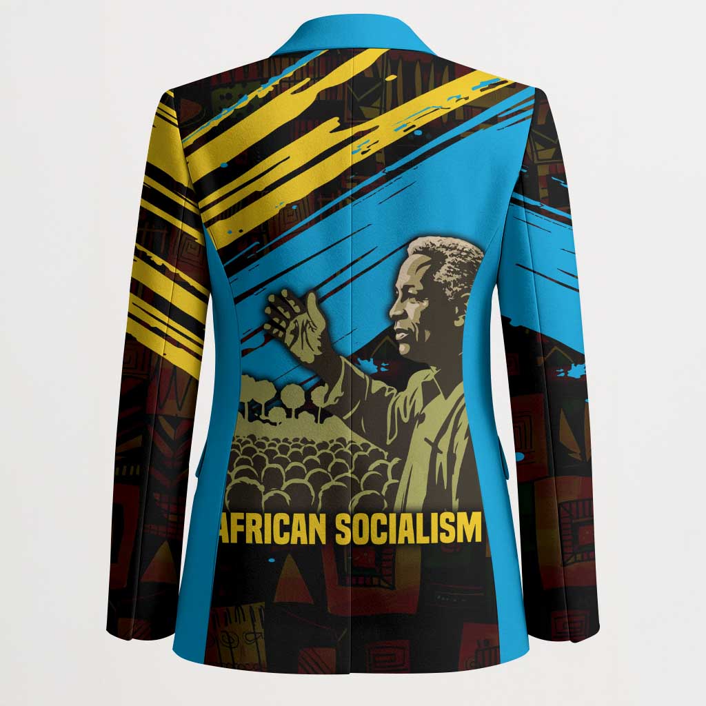 Julius Nyerere Blazer Ujamaa African Socialism Text and Bold Striped Pattern - Wonder Print Shop