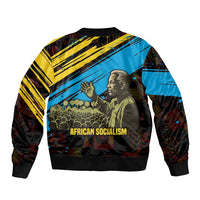 Julius Nyerere Bomber Jacket Ujamaa African Socialism Text and Bold Striped Pattern - Wonder Print Shop