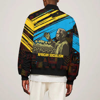 Julius Nyerere Bomber Jacket Ujamaa African Socialism Text and Bold Striped Pattern - Wonder Print Shop