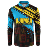 Julius Nyerere Button Sweatshirt Ujamaa African Socialism Text and Bold Striped Pattern