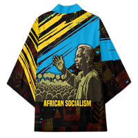 Julius Nyerere Kimono Ujamaa African Socialism Text and Bold Striped Pattern - Wonder Print Shop
